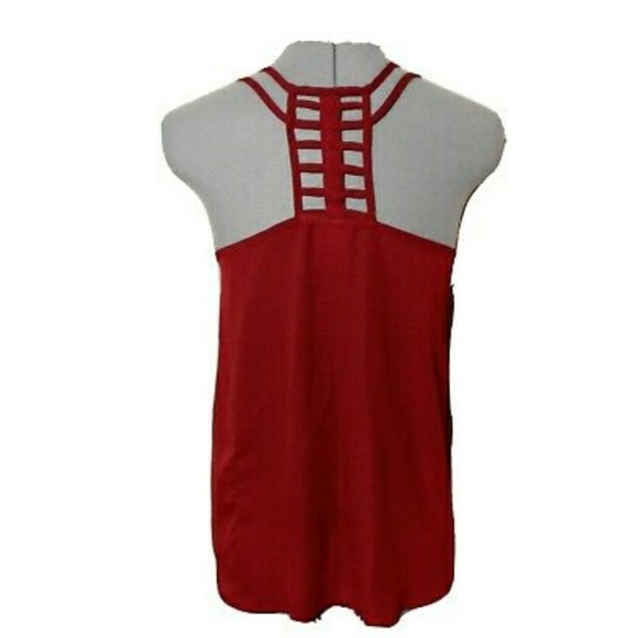 RUE21 Caged back Tank top S Wine Red Scoop neck Sexy blouse - Picture 1 of 5